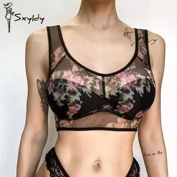 Бюстгальтер для мам среднего возраста, сетчатый кружевной топ-труба, широкие бретели, фиксированные чашки, жилет, дышащий бюстгальтер с полными чашками XL чёрный