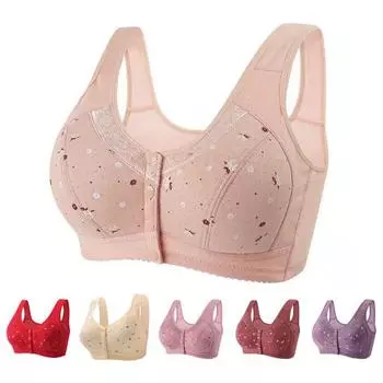 Бюстгальтер для мамы, однобортный, с мягкой подкладкой, с беспроводным цветочным принтом, с широкими бретелями, с эффектом пуш-ап, не зацепляется, кружевной женский 40C