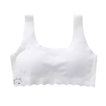 Бюстгальтер для периода развития девочек с широкими эластичными бретелями Бесшовная поддержка и покрытие груди Без стальных колец Естественная форма Высокая растяжимость в течение всего дня S