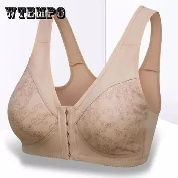Бюстгальтер для среднего и пожилого возраста, весенне-летний тонкий хлопковый жилет без стального кольца, нижнее белье на пуговицах спереди, удобный бюстгальтер большого размера 44/100C дубильная кора