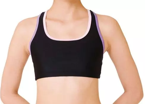 Бюстгальтер для занятий художественной гимнастикой, верхняя чашка B x LIP x светлый L 7049 [Sasaki] (с карманами) (черный розовый)