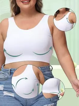 Бюстгальтер для женщин больших размеров с подъемом и предотвращением провисания, формирующий и поддерживающий грудь сбоку, удобный, без косточек 2XL белый