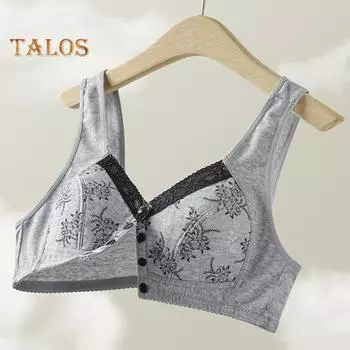 Бюстгальтер для женщин среднего возраста с эластичной застежкой на пуговицы спереди, большой размер, с цветочным кружевным принтом, ударопрочный, с эффектом пуш-ап, без зацепов, беспроводной, ежедневный бюстгальтер для мам 38 розовый