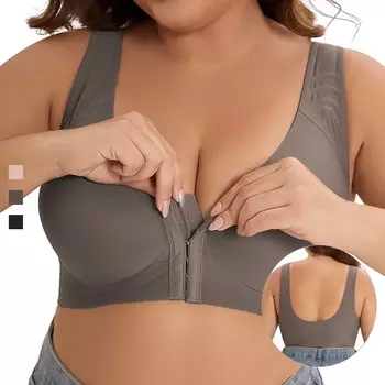 Бюстгальтер FallSweet с застежкой спереди, пуш-ап, беспроводной бесшовный бюстгальтер, нижнее белье больших размеров, удобный бюстгальтер, сексуальное женское белье S чёрный