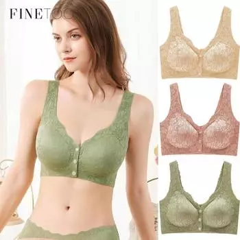 Бюстгальтер из кружева Ice Silk для женщин, бесшовный бюстгальтер с пуговицами спереди, нижнее белье, бюстгальтер для кормления M розовый