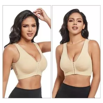 Бюстгальтер на пуговицах спереди Сексуальный бесшовный бюстгальтер без косточек Бюстгальтеры Мягкое интимное женское нижнее белье Женское нижнее белье Женское нижнее белье Жилет для сна для йоги и фитнеса XL