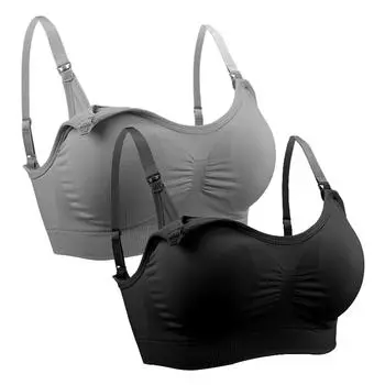 Бюстгальтер пуш-ап для беременных женщин без стального кольца с пряжкой спереди, большой размер, бюстгальтер пуш-ап для грудного вскармливания, комплект из 2 шт. XXL чёрный