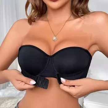 Бюстгальтер пуш-ап для женщин, сексуальный бюстгальтер без бретелек, бесшовный свадебный бюстгальтер, сексуальное нижнее белье, невидимое нижнее белье, чашка BCD 34B чёрный