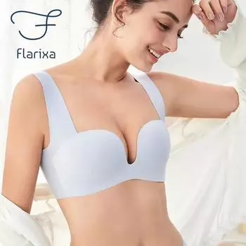 Бюстгальтер пуш-ап Flarixa, женский сексуальный бюстгальтер без косточек, бесшовное нижнее белье, бюстгальтеры с чашками U 32/70AB чёрный