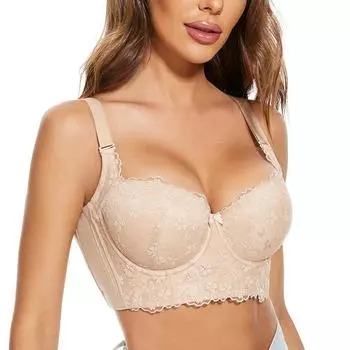 Бюстгальтер пуш-ап, сексуальные кружевные бюстгальтеры, бюстье для женщин, однотонный корсет, топ с мягкой подкладкой, бюстгальтер на косточках, большой размер, женское нижнее белье 34B чёрный