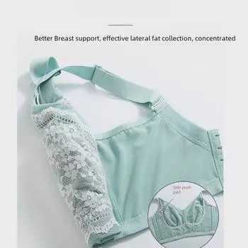 Бюстгальтер с беспроводными чашечками G Cup Full Cover для большой груди — легкий, предотвращает провисание 75D зелёный/серый