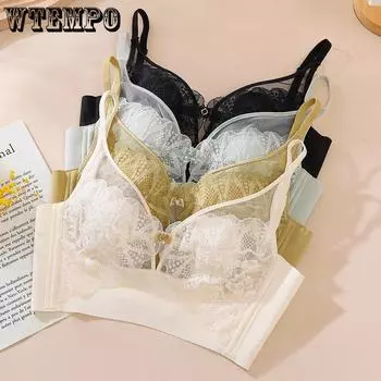 Бюстгальтер с чашечками из латекса и кроличьими ушками, женский французский бюстгальтер пуш-ап, тонкое нижнее белье, летний бюстгальтер с сборками 34/75B чёрный