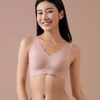 Бюстгальтер с чашкой ABC, полуфиксированная чашка, маленькая волна, женское белье, майка для подростков, бесшовный бюстгальтер, большая грудь, маленькая красота сзади, антибактериальное желе 5А A/B