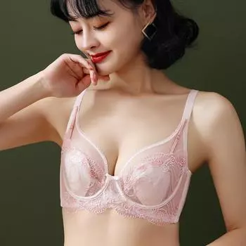 Бюстгальтер с чашкой BCD, тонкая чашка 0,3 см, большая грудь, маленькая, со стальным кольцом, французское нижнее белье, женский сексуальный кружевной бюстгальтер с заячьими ушками 34/75B белый