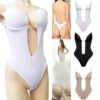 Бюстгальтер с открытой спиной Croset Deep V Невидимое нижнее белье Свадебное платье Сиамское нижнее белье XL чёрный