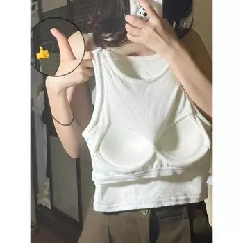 Бюстгальтер с подушечками, майка, женский внутренний слой, спортивная основа, топ без рукавов One Size белый