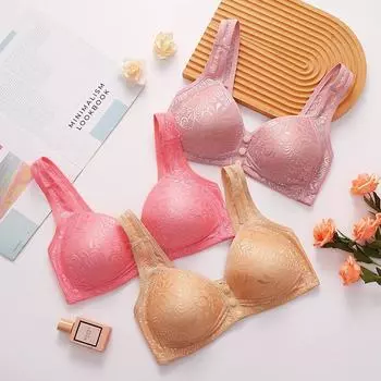 Бюстгальтер с пряжкой спереди большого размера без стального кольца в стиле «мама», собирающий женское большое грудь, удобное маленькое нижнее белье 36/80 абрикосовый