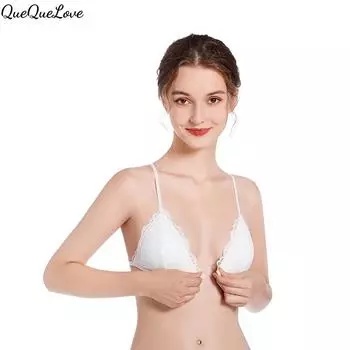 Бюстгальтер с тонкими треугольными чашками, V-образный бюстгальтер с пряжкой спереди, без косточек S белый
