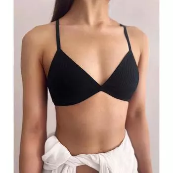 Бюстгальтер с треугольной чашкой и красивой спиной в европейском и американском стиле без стального кольца, сексуальное ультратонкое нижнее белье для девочек S серый