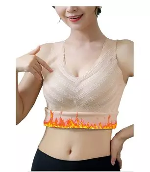 Бюстгальтер-топ с защитой от холода и щеткой для удержания тепла, зимний щеткой для защиты от холода, поставляется с чашками [Yubi], женский топ,