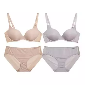 Бюстгальтер-трусики Wonder Bra свободного кроя без косточек, комплект из 2 предметов, цвет кремовый бежевый + какао WBW3O2324_T 75D/90