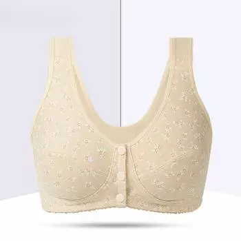 Бюстгальтер женский мягкий хлопок тонкий срез спортивный грудное вскармливание средний и пожилой возраст пряжка спереди жилетного типа простой удобный бюстгальтер без стального кольца 36/80