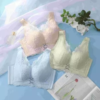 Бюстгальтер женский простой кружевной большой бюст маленький легкий дышащий высокий боковой коэффициент широкая спина регулируемое нижнее белье 36/80