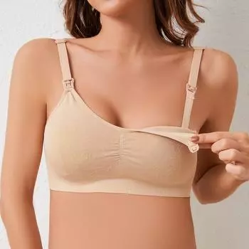 Бюстгальтеры для беременных, бюстгальтер для кормления, комплект трусиков, одежда для беременных, предотвращающая провисание, кормление грудью, дышащий женский бюстгальтер S бежевый
