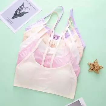 Бюстгальтеры для девочек-подростков, тренировочное детское нижнее белье, дышащее нижнее белье для девочек, нижнее белье для девочек, студенческая тема для полового созревания one size белый