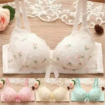 Бюстгальтеры для женщин, бюстгальтер пуш-ап, мягкие бесшовные трусики без косточек, дышащие тонкие удобные трусики без косточек с цветочным принтом 32/70AB белый