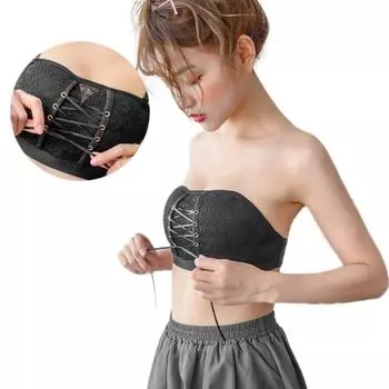 Бюстгальтеры пуш-ап без косточек для девочек без косточек с мягкой подкладкой и кружевом с красивой спинкой 1/2 чашки для женщин 70B