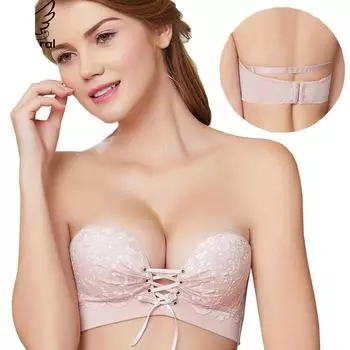 Бюстгальтеры с половиной чашки для женщин, невидимый бюстгальтер пуш-ап без бретелек, свадебный бюстгальтер с открытой спиной, женские бюстгальтеры с мягкой прокладкой без косточек 70B розовый
