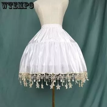 Bustle Lolita Регулируемая юбка из рыбьей кости Brace Lolita Daily Violence Кармен Нижняя юбка средней длины Пышная юбка Звезда Свадебная вечеринка Юбка Поддержка белый