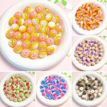 Бусы DIY Материал Полосатый Контрастный Цвет Сладкий Цвет Гладкий Браслет Ожерелье Артефактный Материал 16mm фиолетовый/розовый