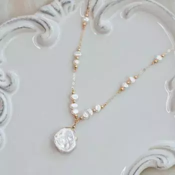 Бусы-лепестки, натуральный жемчуг в стиле барокко, цепочки на ключицах, кружевные платья, универсальные, модные и элегантные ожерелья, женские ключицы 40CM