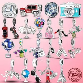 Бусы Подвеска Стерлингового Серебра 925 Туфли Для Путешествий Девушка Домашняя Чашка Висячие Подвески Подходит Оригинальный Женский Браслет Ожерелье Серебряные Ювелирные Изделия