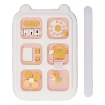 Busy Sensory Board Toy Learning Fine Motor Skills Educational Travel Sensory Toy for Toddler with коралл розовый