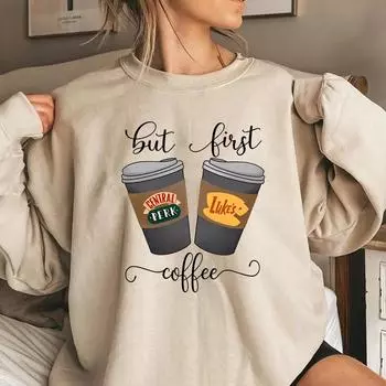 But First Coffee Hoodie Stars Hollow Connecticut Shirt Tv Show Gilmore Girls Hoodies Lukes Coffee Hooded Sweatshirt Fans Gifts S розовый