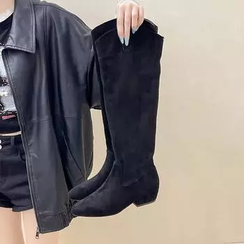 But knee pointed fashion thin boots women s autumn and winter new niche western boots long boots tide 35