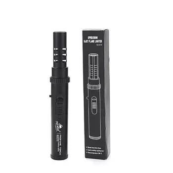 Бутановая зажигалка Torch Lighting с регулируемым пламенем, ветрозащитная, заправляемая газом бутан, длинная зажигалка чёрный