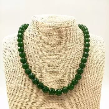 Бутик Хэтянь Нефритовое Будда Основное Ожерелье Шпинат Зеленый Нефрит Женское Одинарное Круглое Ожерелье 6mm