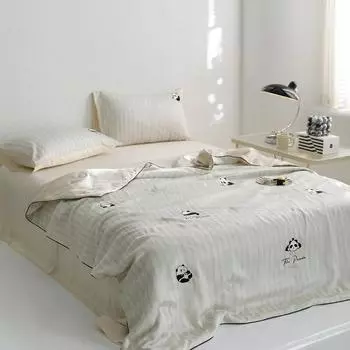 Бутик панда ледяной шелк летнее прохладное одеяло 4 шт. прохладное на ощупь тканевое одеяло королевское одеяло моющееся шелковое одеяло стеганое 1 шт. 150x200cm 1PC Quilt