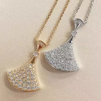 Бутик S925 стерлингового серебра инкрустированное бриллиантами ожерелье юбка дамы роскошь мода высокого класса фестончатый кулон ювелирные изделия для вечеринок 45cm