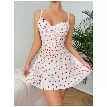 Бутик сетка пряжа любовь печать сексуальная перспектива подтяжки юбка веселая домашняя одежда нижнее белье S