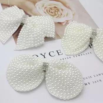 Бутиковые банты для волос 1 шт. со стразами и заколками для волос, свадебные белые жемчужные аксессуары для волос для вечеринки 2