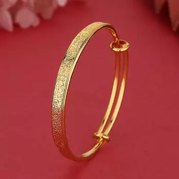 Бутиковый женский браслет с песком для ногтей, пуш-пульный женский браслет с вьетнамским песком, золотой, плоский, утолщенный, матовый, простой подарок на День святого Валентина для подруги Adjustable size