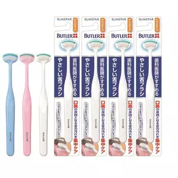 BUTLER Gentle Tongue Tongue Tongue Tongue Coating Bad Breath Care 4 Pack cannot be selected Brush, Cleaner, Polishing, Removal, [Soft Type] Color