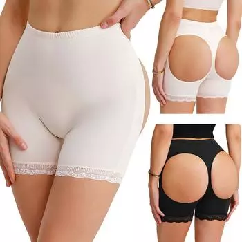 Butt Lifter Женские утягивающие трусики средней талии для женщин Tummy Control Hip Enhancer Booty Нижнее белье Бесшовные трусики S чёрный