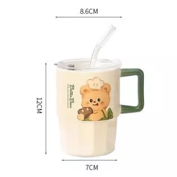 Butter Bear Straw Mug Butterbear Ceramic Straw Mug With Lid