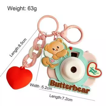 Butterbear Keychain Pendant Animation Machine Dessert Shake Cute Angel Camera Butter Bear Key Chain Cute School Charm